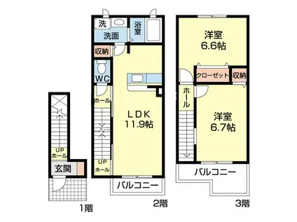 ジュネス小石川D(2LDK/2階)の間取り写真