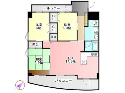 四季の里 秋棟(3LDK/6階)の間取り写真