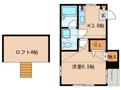 サンローズ赤塚(1K/2階)の間取り写真