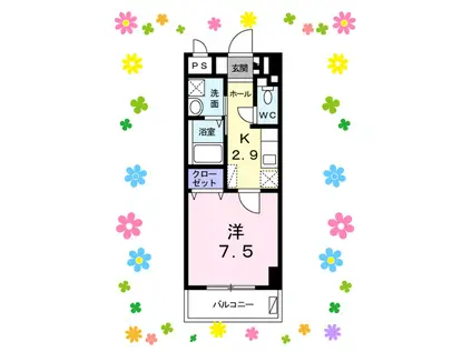 ミニヨンアビタシオン(1K/6階)の間取り写真