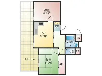 YS COURT(2DK/3階)の間取り写真