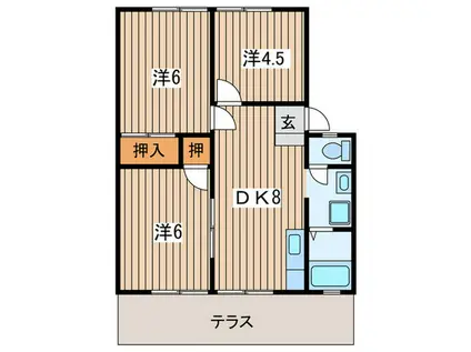 わかばハイツ(3DK/1階)の間取り写真