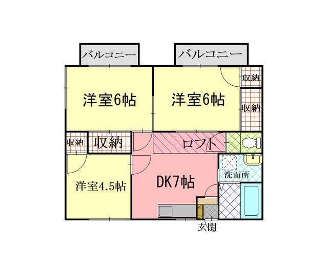笹本ハイツB棟(3DK/2階)の間取り写真