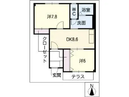 BLUEWOOD(2DK/1階)の間取り写真