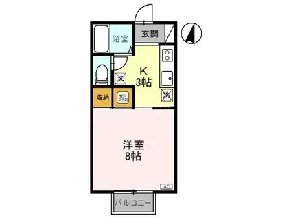 クリア上越(1K/2階)の間取り写真