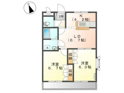 ランドマーク曙壱番館(2LDK/3階)の間取り写真