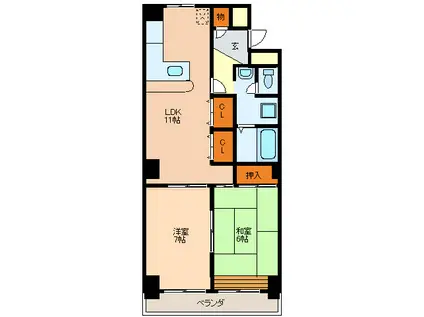 フリージア(2LDK/7階)の間取り写真