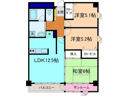 ジョルナーレ泉本町(3LDK/5階)の間取り写真