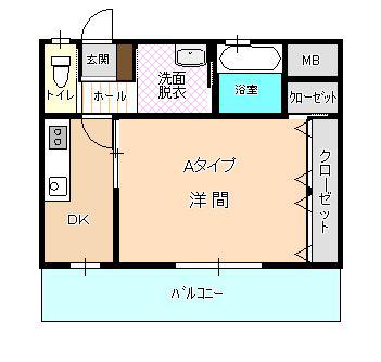 佐々木ビル(1DK/2階)の間取り写真