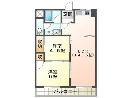 ガーデンヒルズ2号館(2LDK/2階)の間取り写真