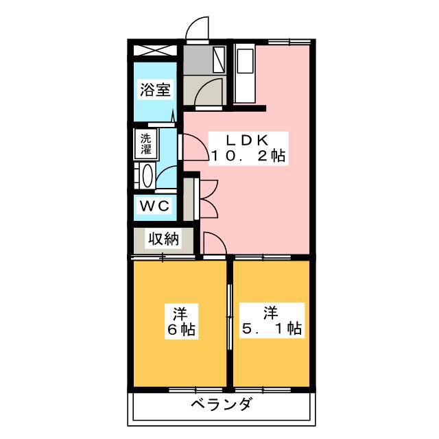 モナヴェイル(2LDK/2階)の間取り写真