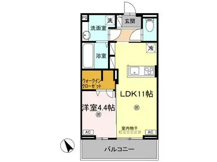 J.リヴェール高松西宝町 B棟(1LDK/3階)の間取り写真