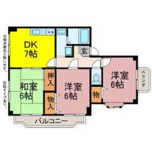 ソシア錦(3DK/3階)の間取り写真