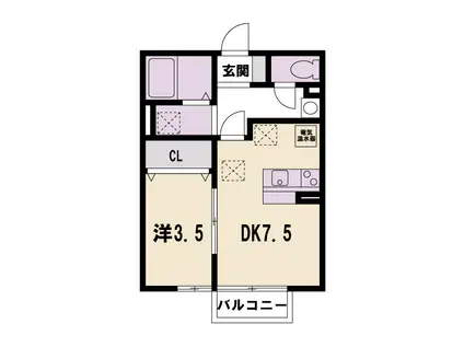 ブーフーウー(1DK/1階)の間取り写真