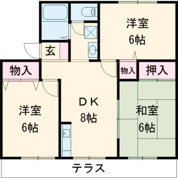 シャトレー(3DK/1階)の間取り写真