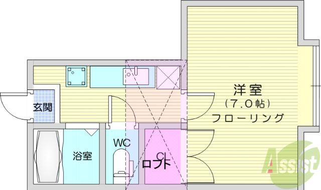 ホワイトキャッスル35番館(1K/1階)の間取り写真