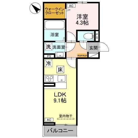 プレミアステイツY(1LDK/1階)の間取り写真