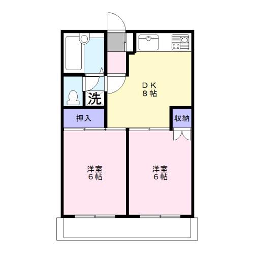 ブルーパールビル(2DK/3階)の間取り写真