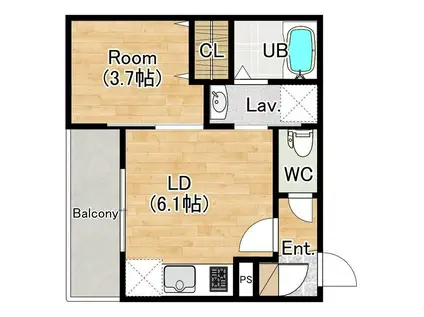 ココングランジュール芦屋西I(1DK/1階)の間取り写真