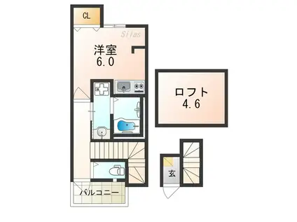 あんしん浜寺公園町08-5002(ワンルーム/2階)の間取り写真