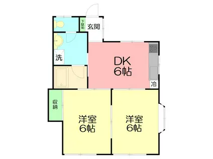 コーポ塩川(2DK/1階)の間取り写真