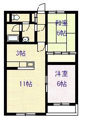 イーストハイツ(2LDK/1階)の間取り写真