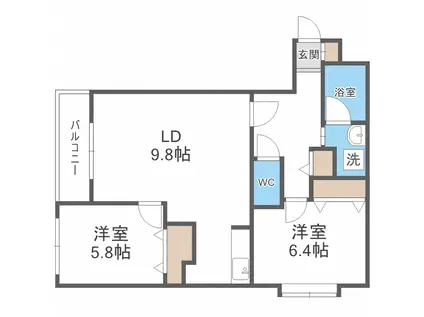 アヴニール北郷(2LDK/4階)の間取り写真