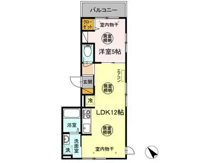 京成本線 京成大久保駅 徒歩2分 3階建 築5年(1LDK/3階)の間取り写真