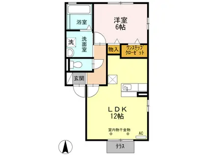 ロンドリーナ(1LDK/1階)の間取り写真