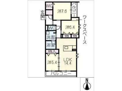 シャーメゾングルース(3LDK/1階)の間取り写真