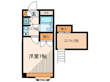 メイプルハウス(1K/3階)の間取り写真