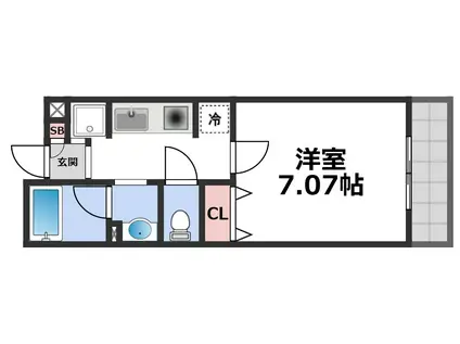 ジュネス今里(1K/2階)の間取り写真