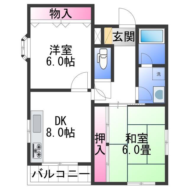 森本マンション(2DK/1階)の間取り写真