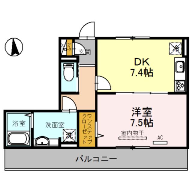 ノーブル希(1DK/1階)の間取り写真