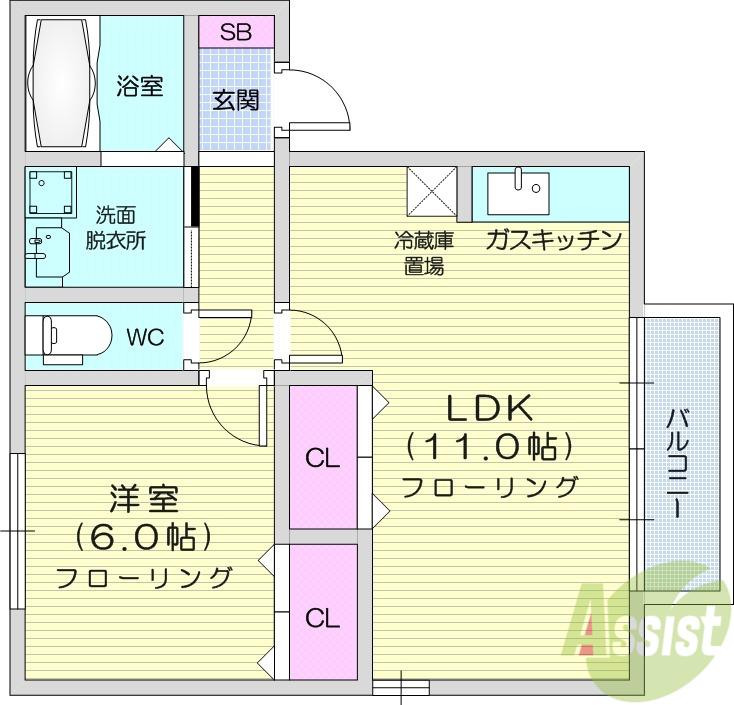 ロイヤルビレッジYS Ⅵ(1LDK/1階)の間取り写真