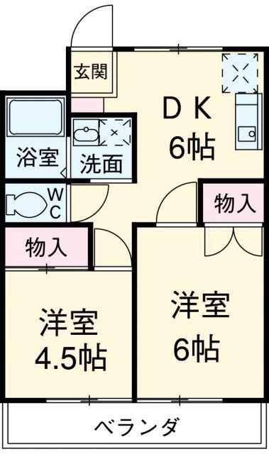 コーポKAWAHARA(2DK/5階)の間取り写真