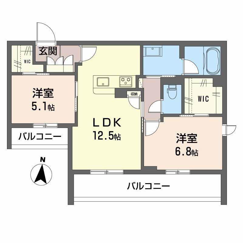 シャーメゾン ボナンザ(2LDK/2階)の間取り写真