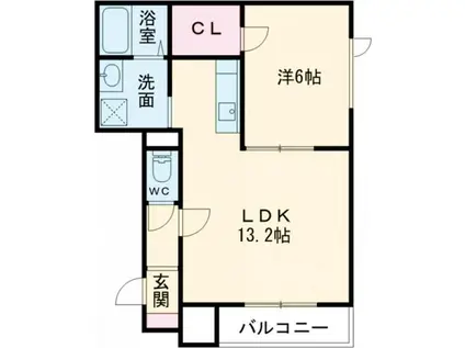 ＪＲ室蘭本線 青葉駅 徒歩12分 3階建 築6年(1LDK/1階)の間取り写真
