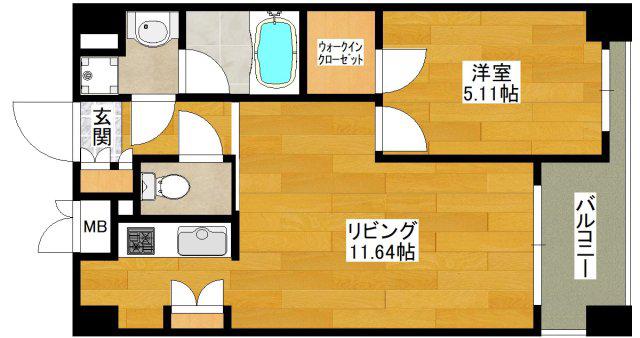 ノルデンハイム江坂(1LDK/3階)の間取り写真