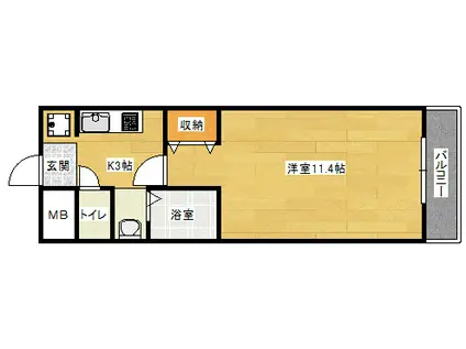 シャルマン財官I(1K/1階)の間取り写真