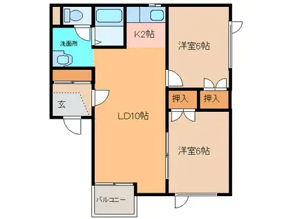 レジデンスマンワV(2LDK/1階)の間取り写真