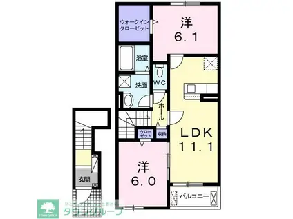 アンソレイエ(2LDK/2階)の間取り写真