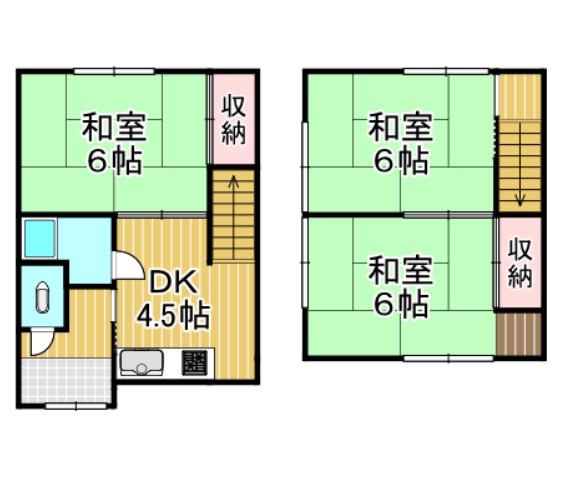小田アパート(3DK/1階)の間取り写真
