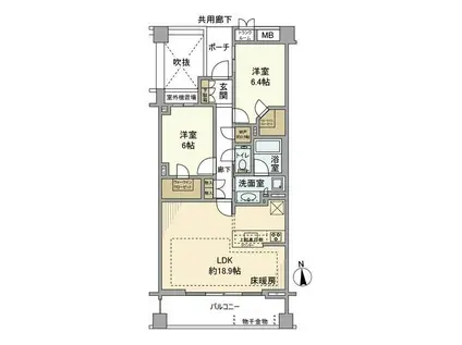 プラウド蘆花公園(2LDK/2階)の間取り写真