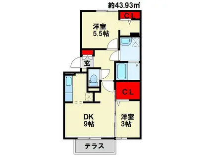 FK-ROCK(2DK/1階)の間取り写真