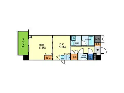 和宏一輝(1DK/4階)の間取り写真