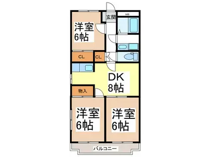 ベルクレール塩入(3DK/3階)の間取り写真