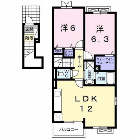クリアネス 弐番館(2LDK/2階)の間取り写真