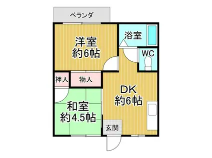 グリーンハイツ山本B(2DK/1階)の間取り写真