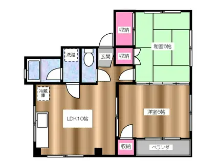 南ハイツ(2LDK/3階)の間取り写真